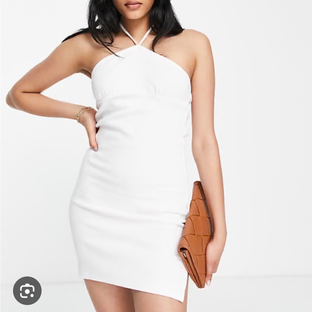 ASOS Design White Halter Ribbed mini dress NEW
